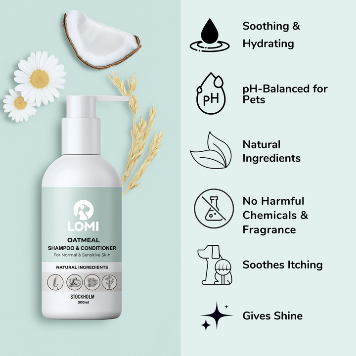 Gentle natural oat-based dog shampoo & conditioner